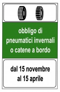 Obbligo di pneumatici invernali o catene a bordo